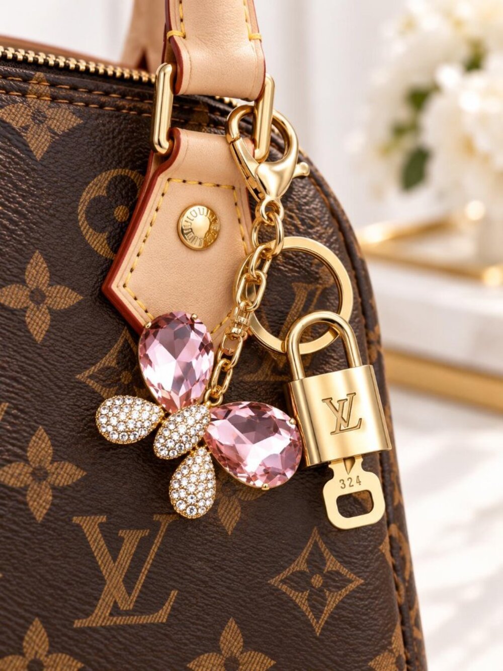 Authentic Louis Vuitton Gold Padlock 🔒 Key Set w/Unbranded Butterfly Bag Charm